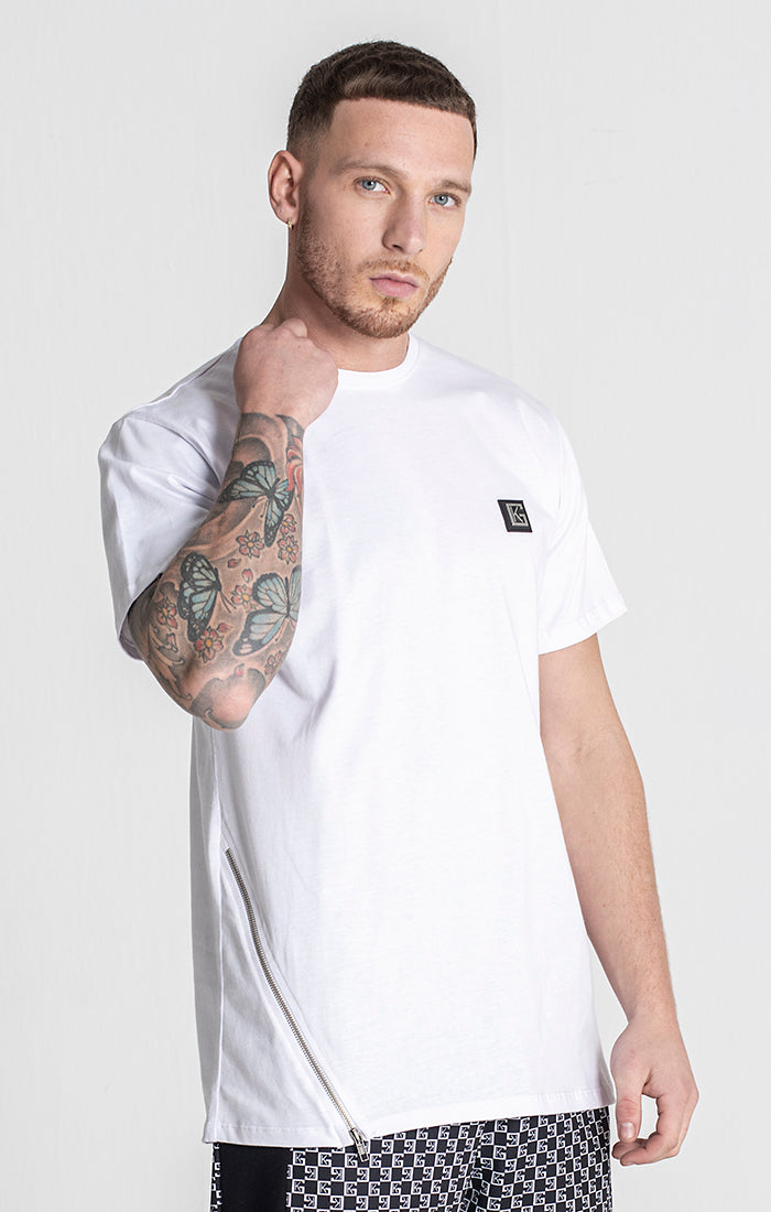 White Zipper Tee