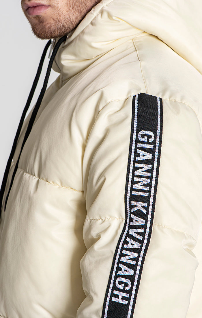 Beige Racer Puffer Jacket