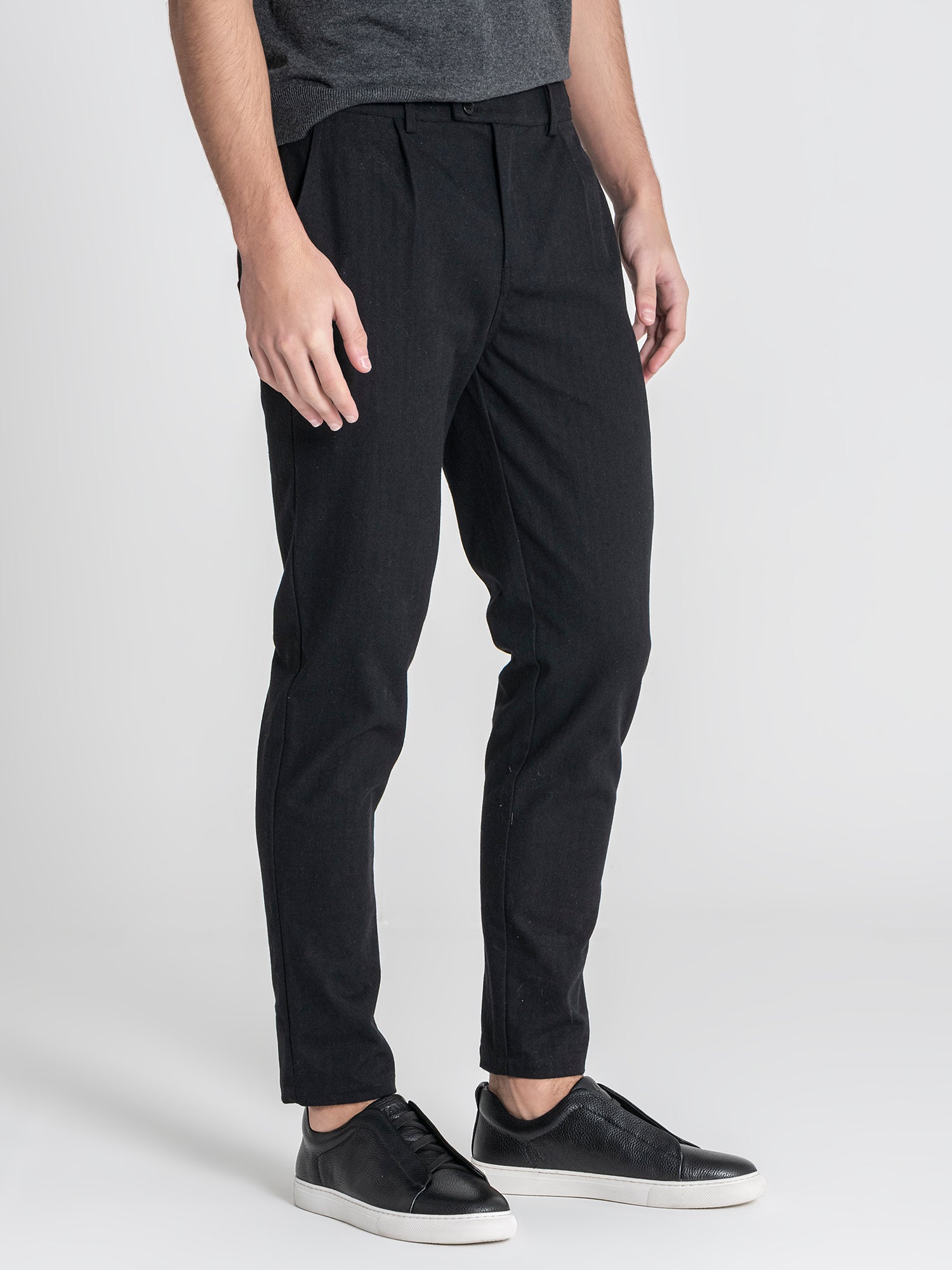 Black Pleated Chino Pants