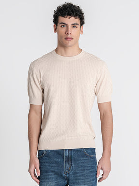 Beige Squared Knit Tee