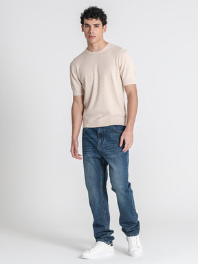 Beige Squared Knit Tee