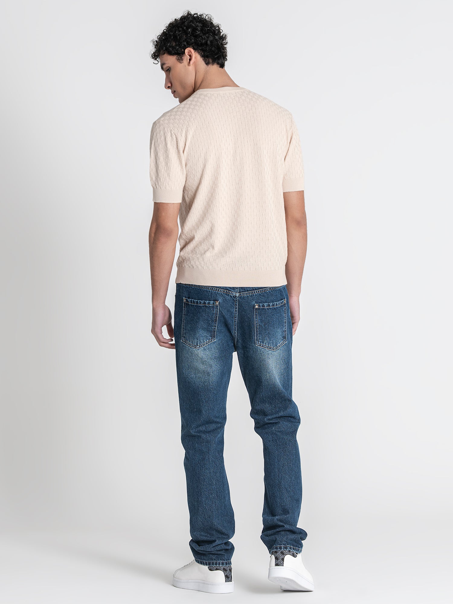 Beige Squared Knit Tee