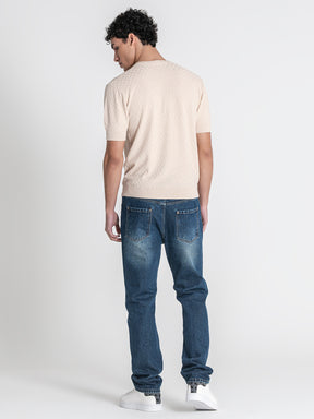 Beige Squared Knit Tee