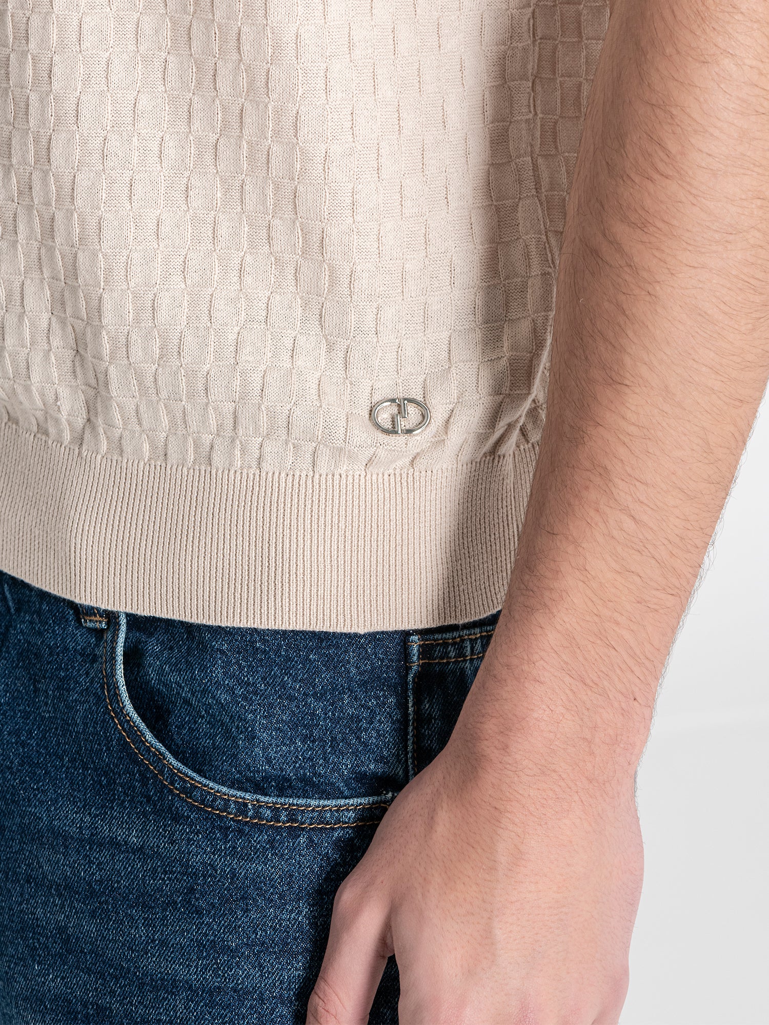 Beige Squared Knit Tee