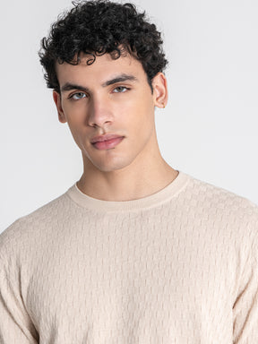 Beige Squared Knit Tee