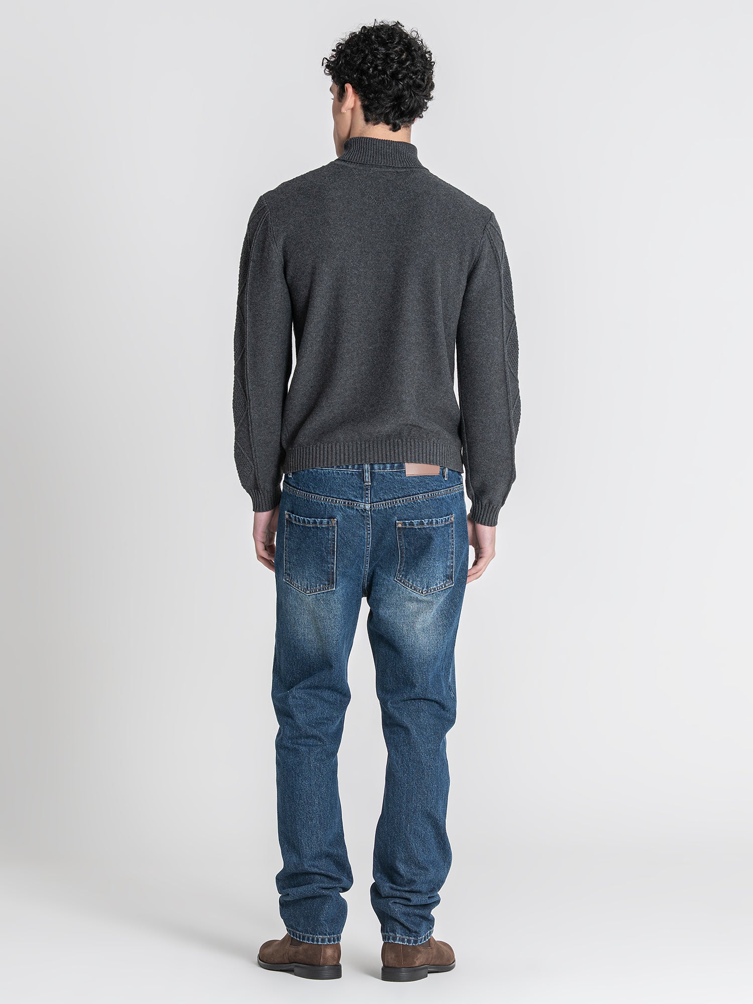 Grey Cable Knit Turtleneck