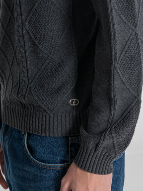 Grey Cable Knit Turtleneck