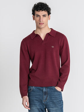 Burgundy GG Knit Polo