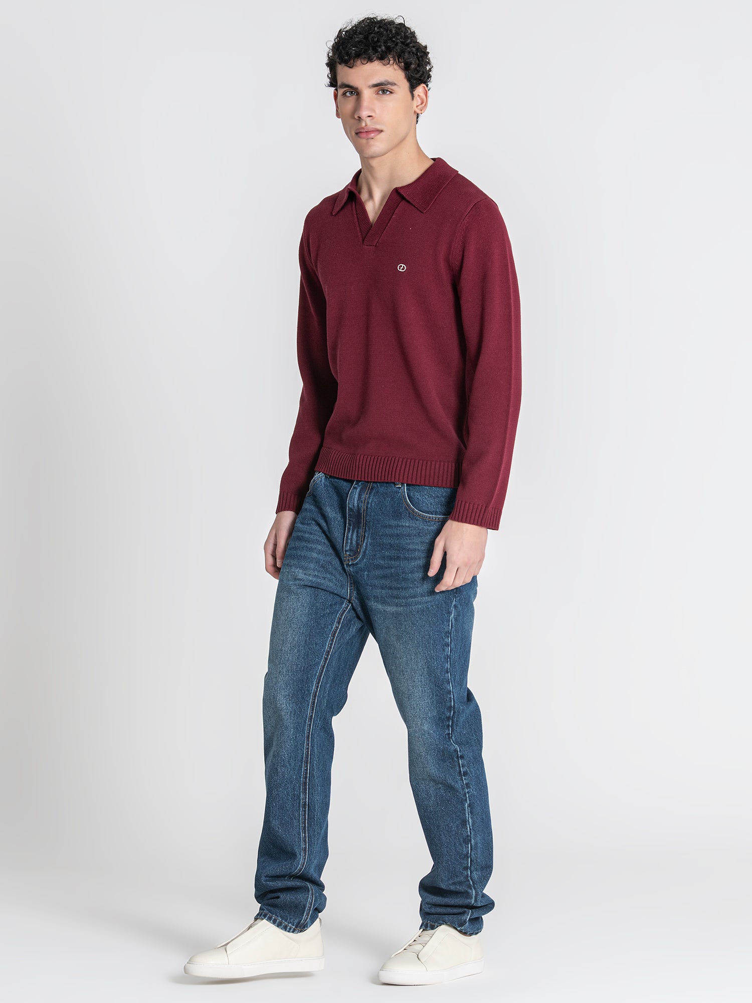 Burgundy GG Knit Polo
