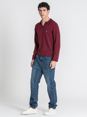 Burgundy GG Knit Polo