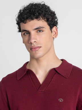 Burgundy GG Knit Polo