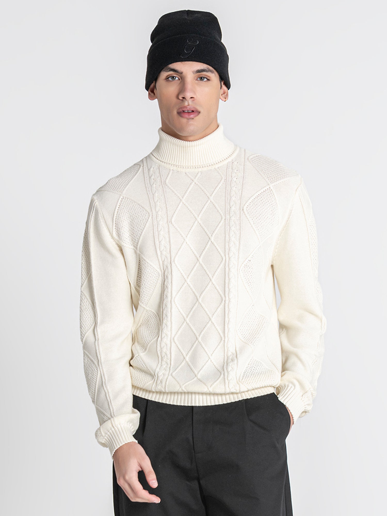 White Cable Knit Turtleneck