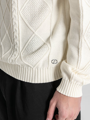 White Cable Knit Turtleneck