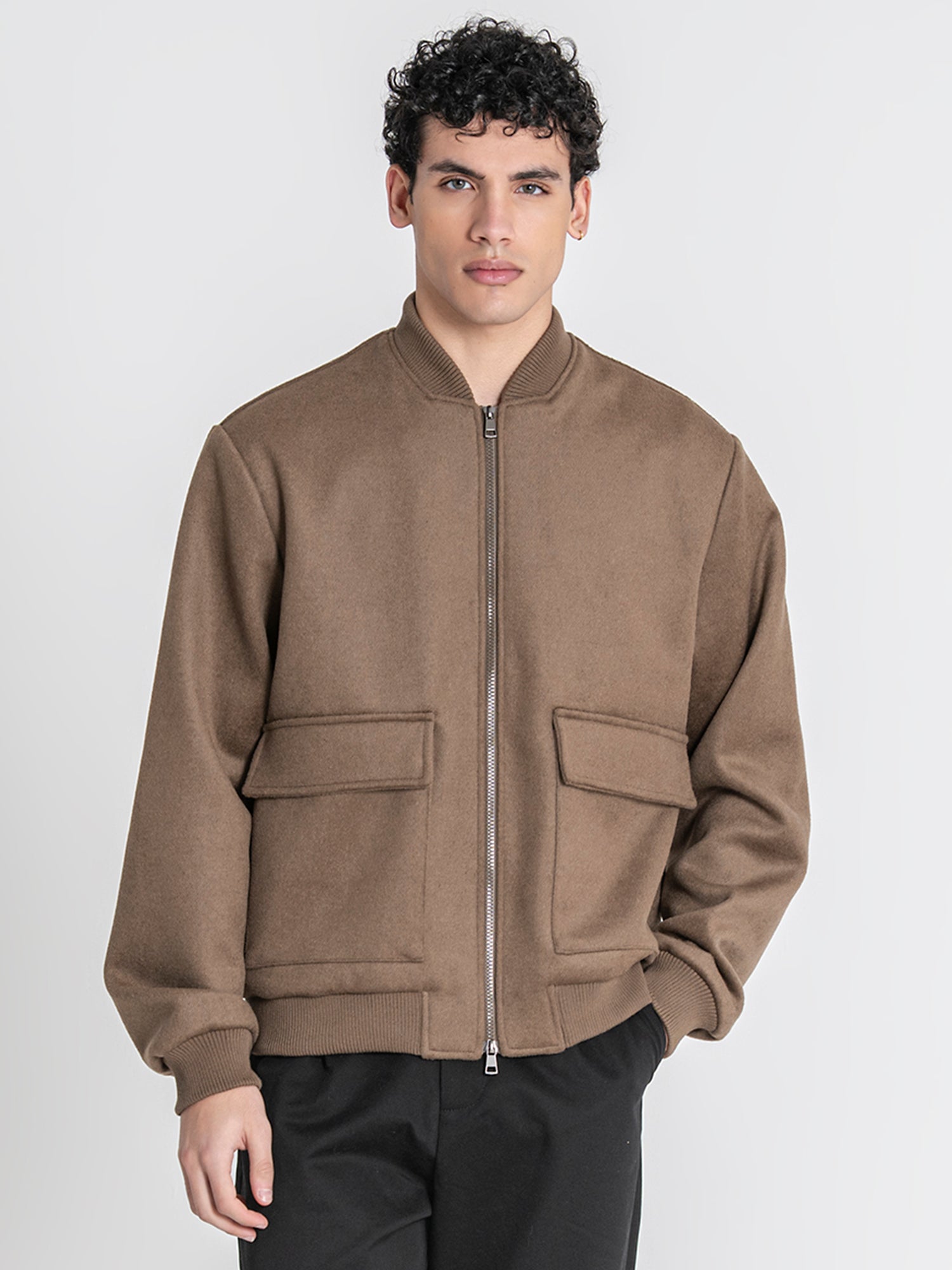 Taupe Soft Core Bomber Jacket