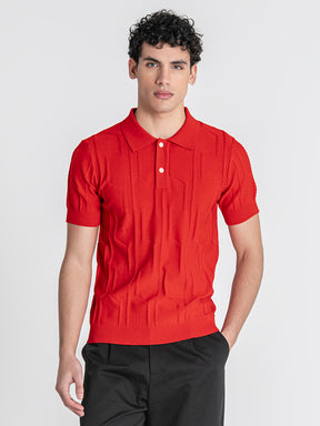 Red Dimension Knit Polo