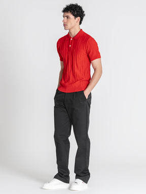 Red Dimension Knit Polo