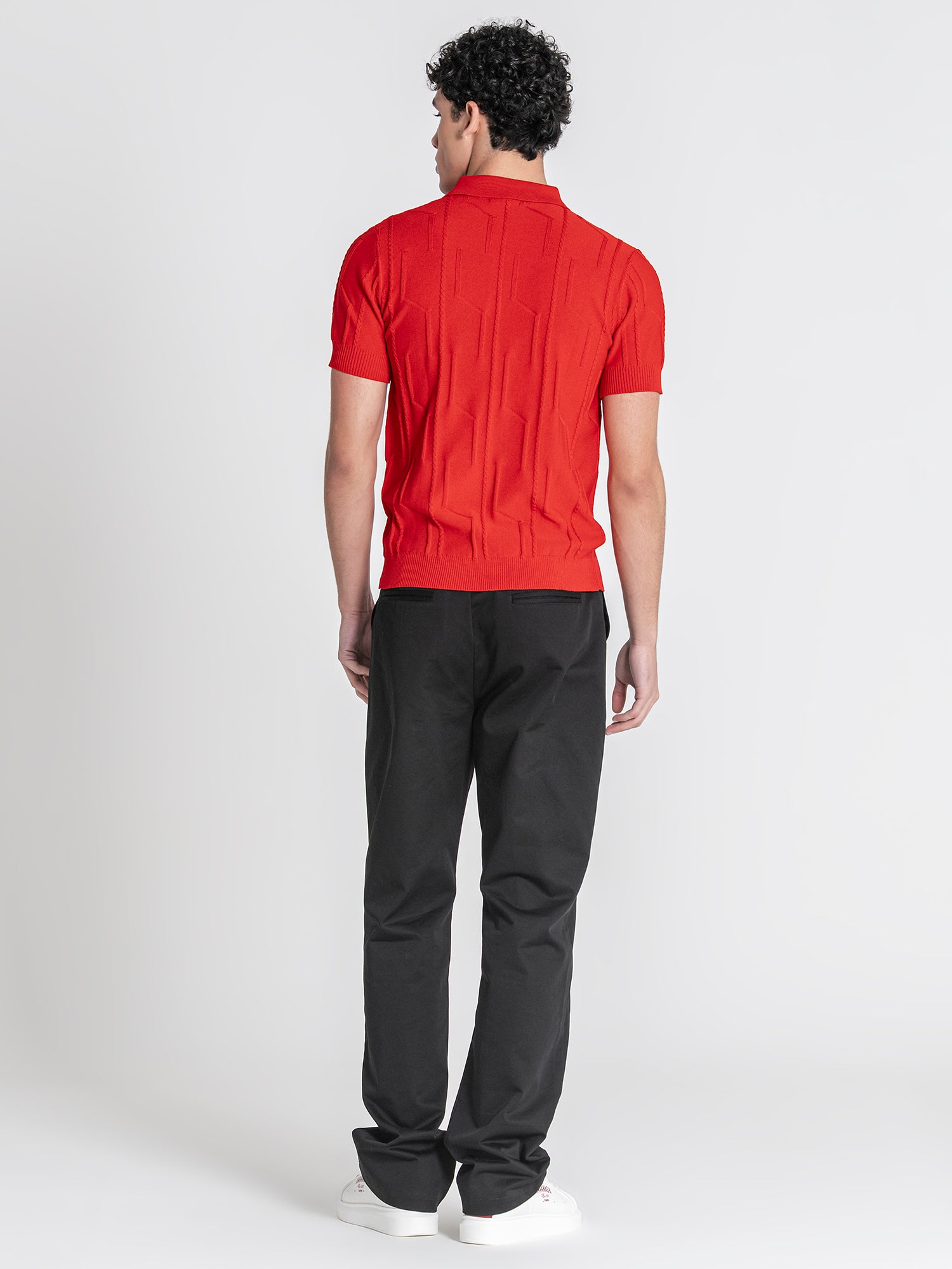 Red Dimension Knit Polo