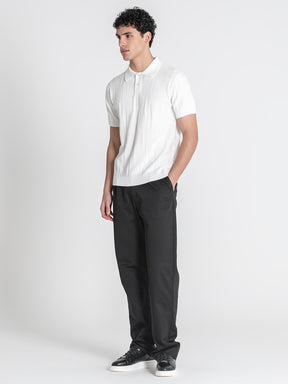 White Dimension Knit Polo