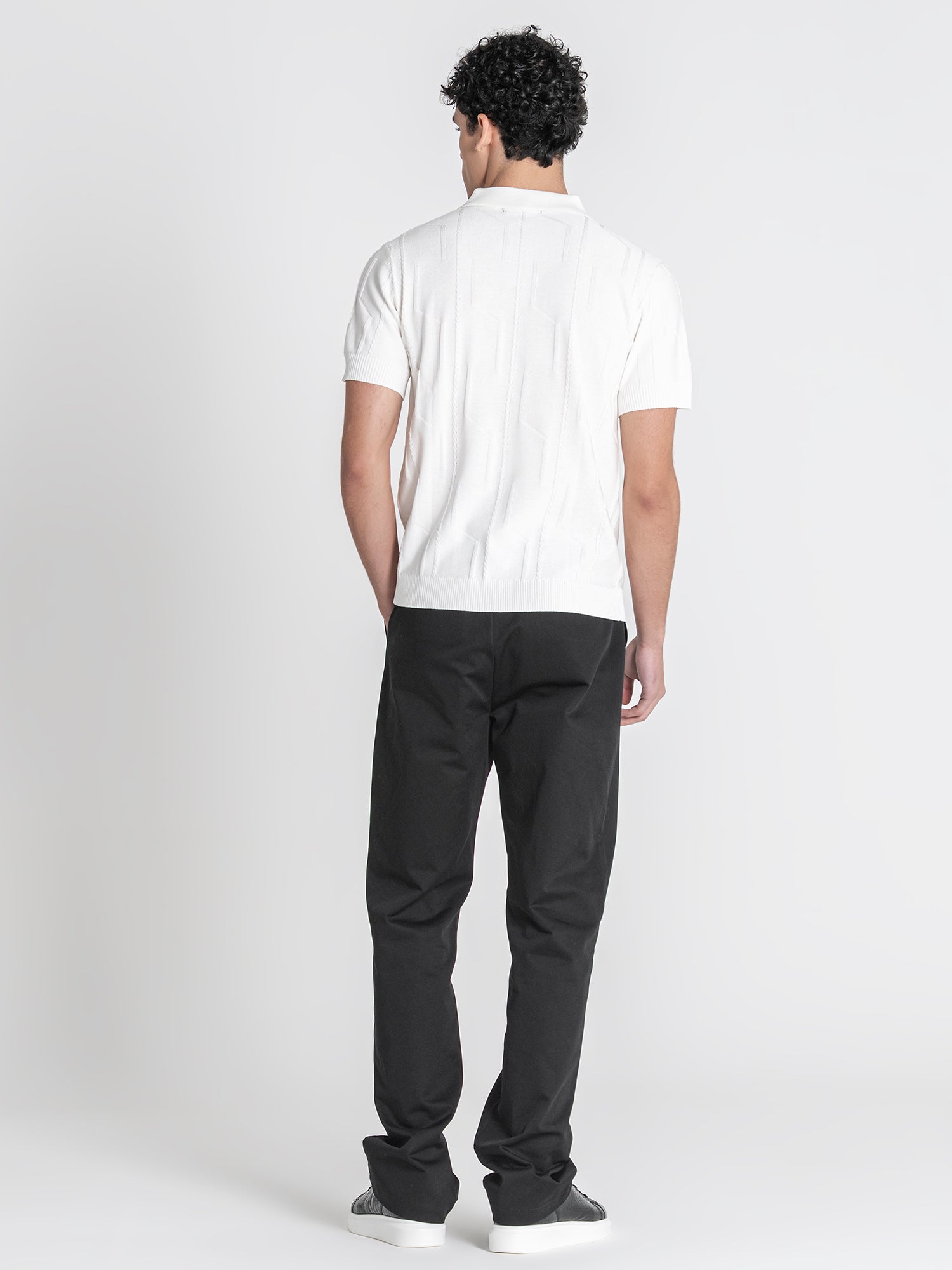 White Dimension Knit Polo