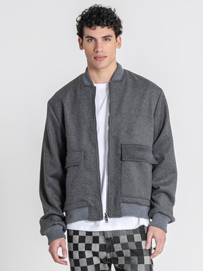 Grey Soft Core Bomber Jacket