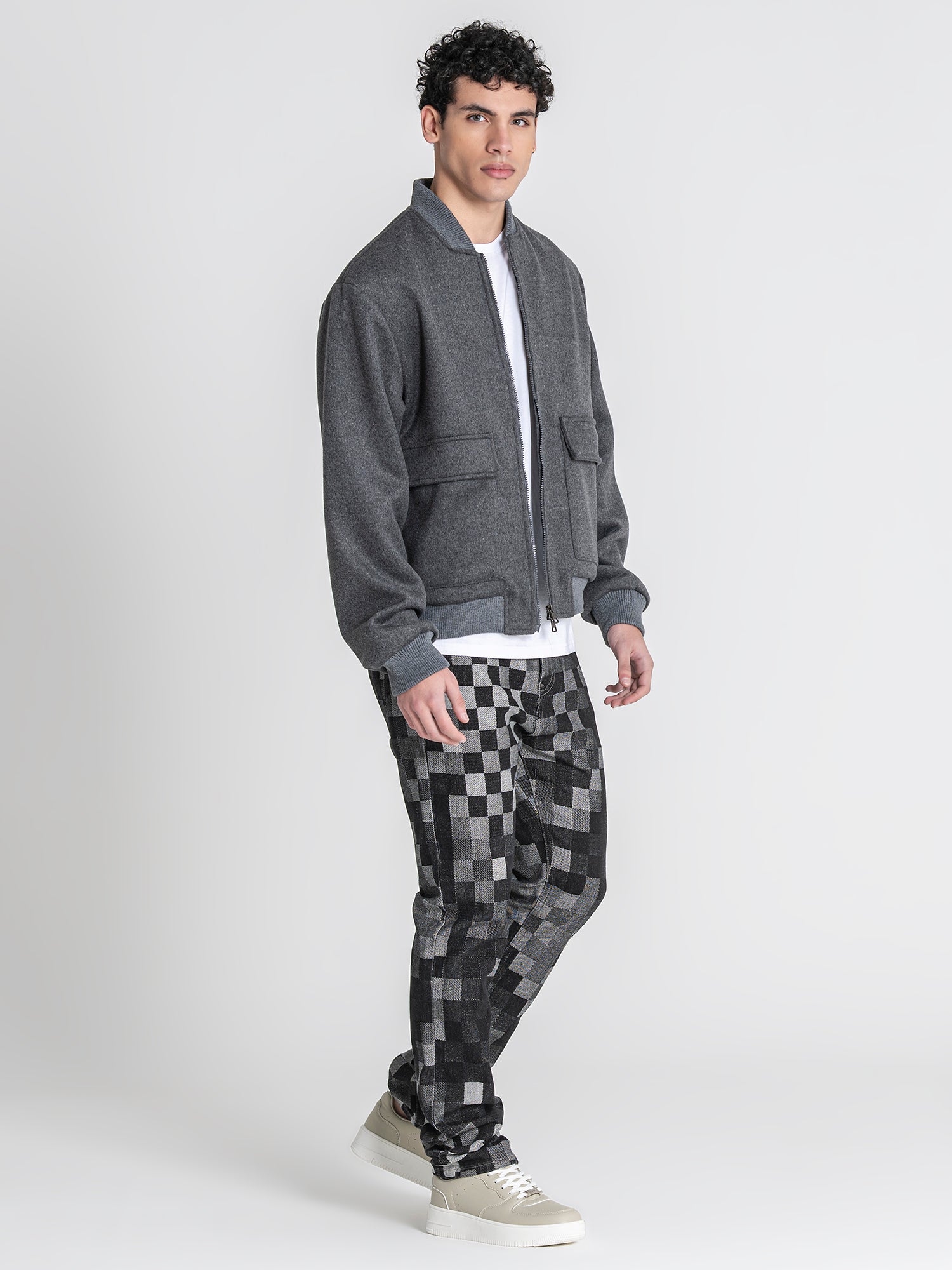 Grey Soft Core Bomber Jacket