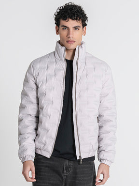 Grey Code Puffer Jacket