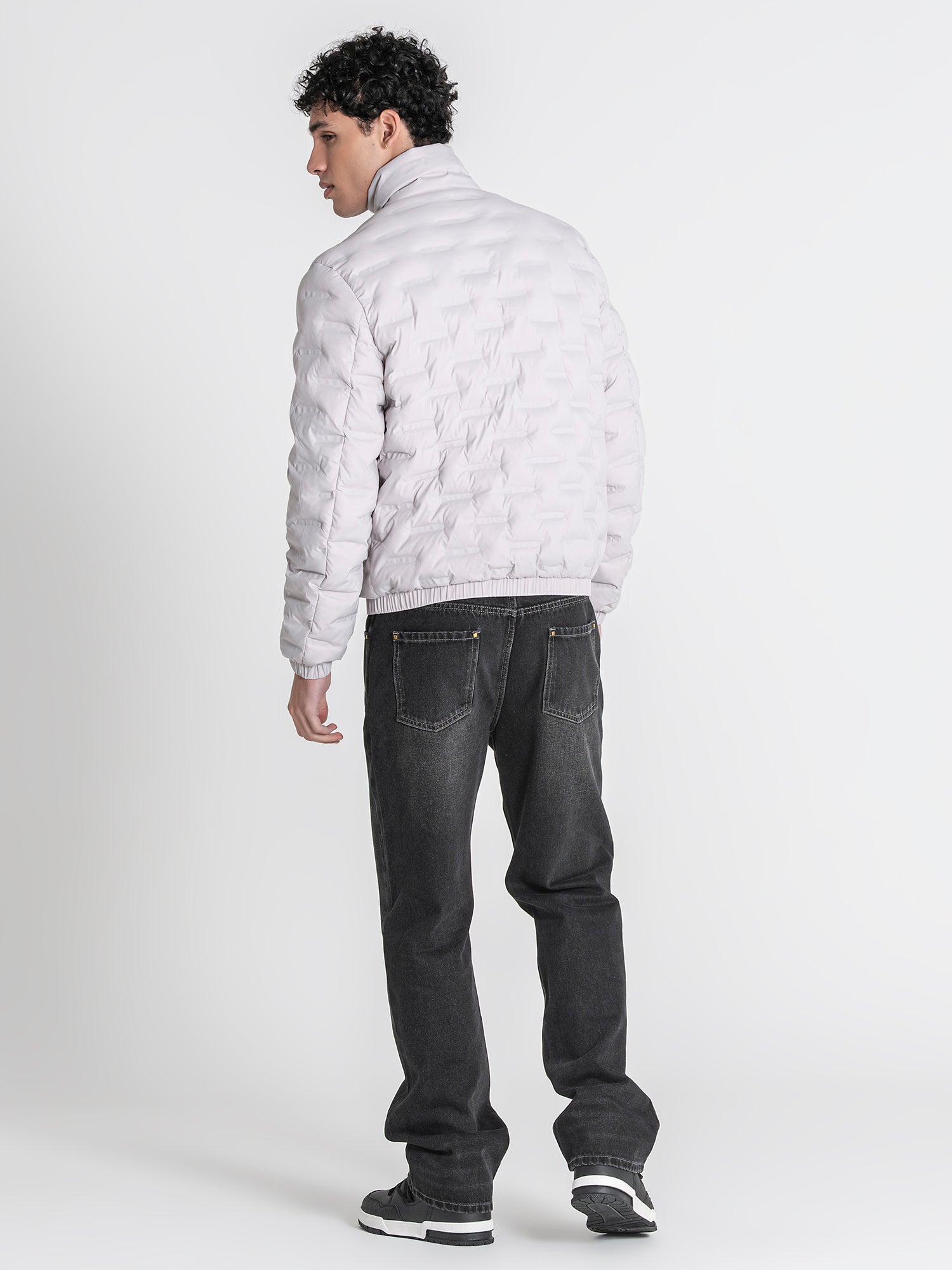 Grey Code Puffer Jacket