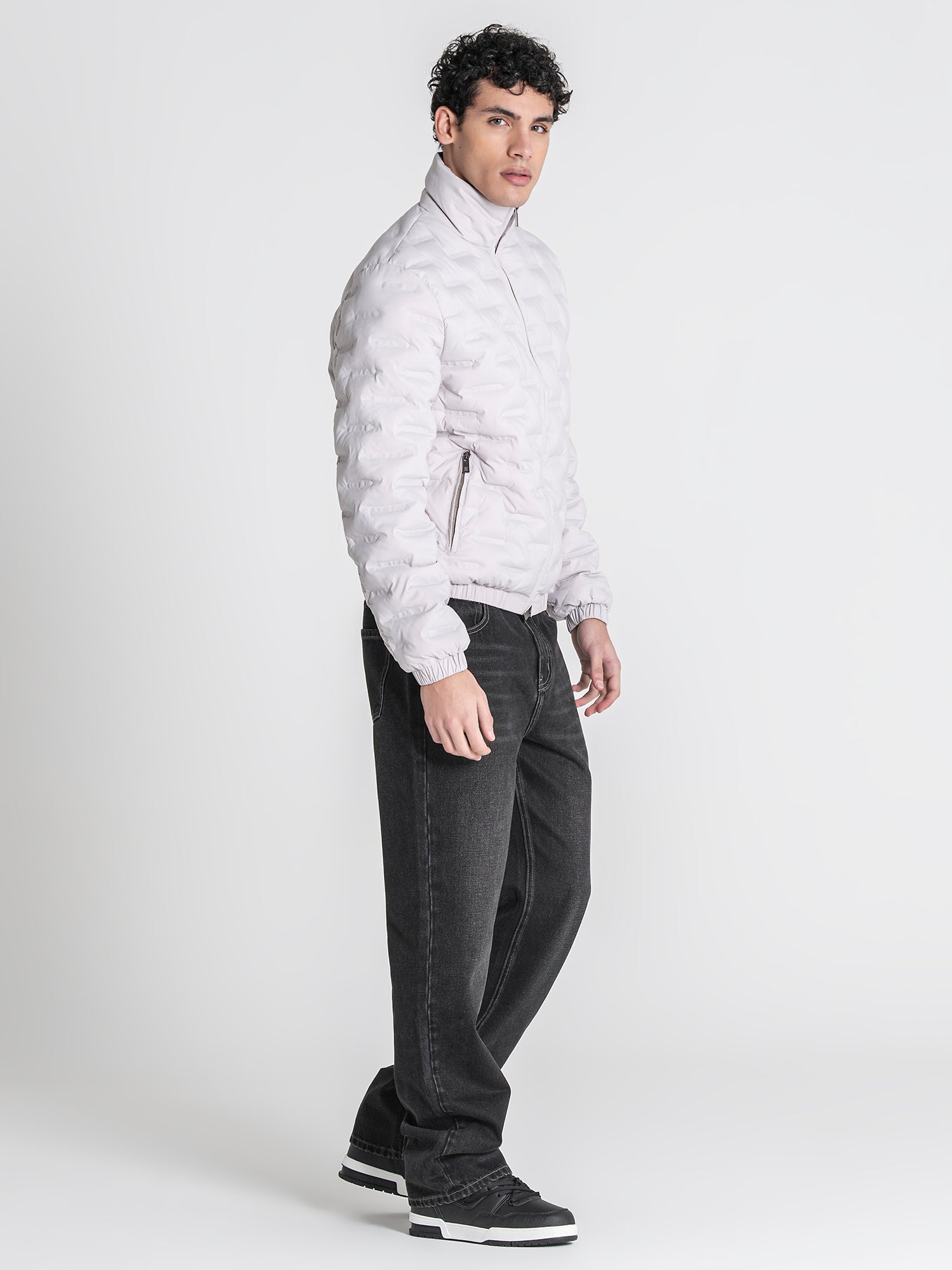 Grey Code Puffer Jacket