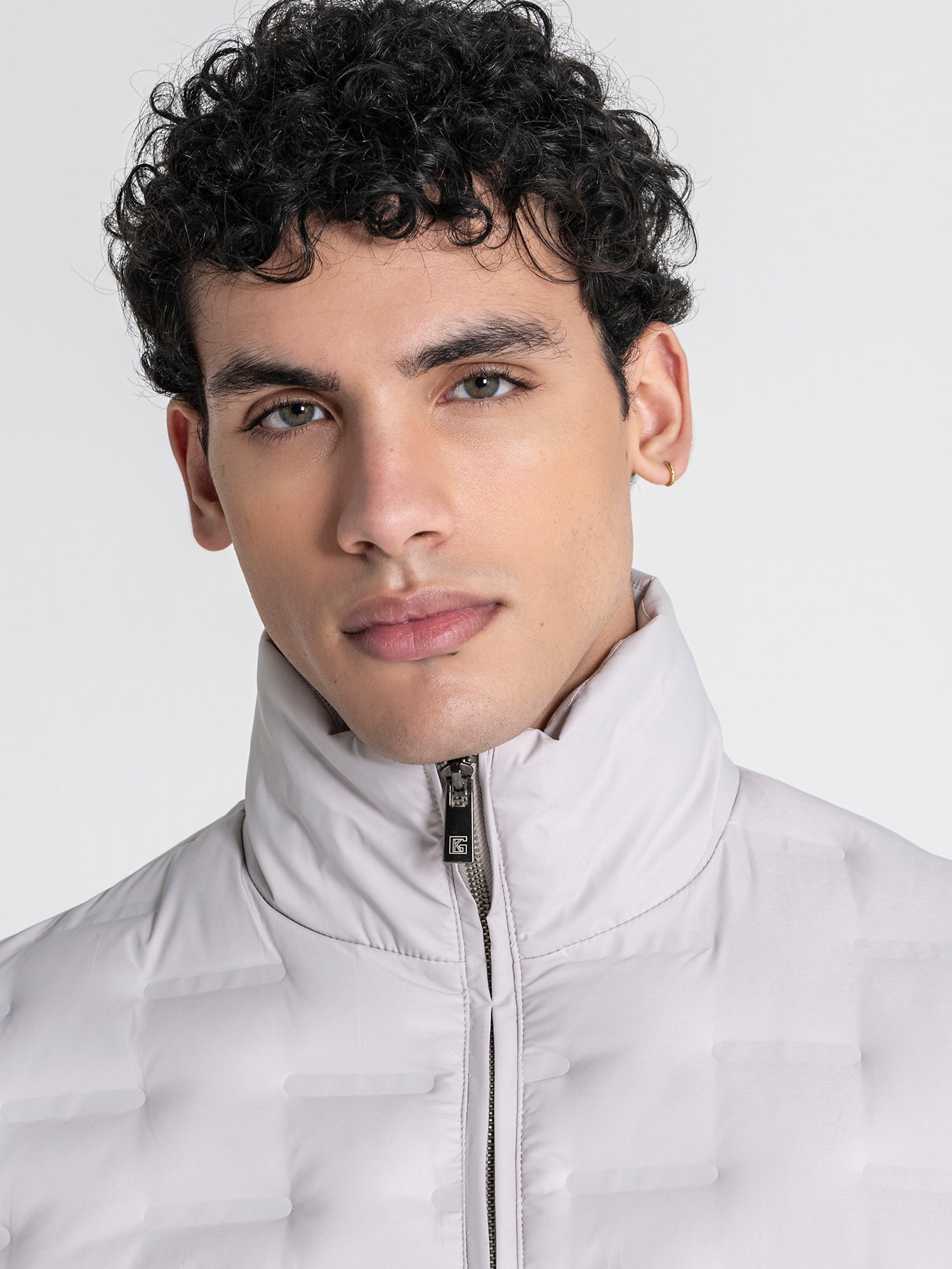 Grey Code Puffer Jacket