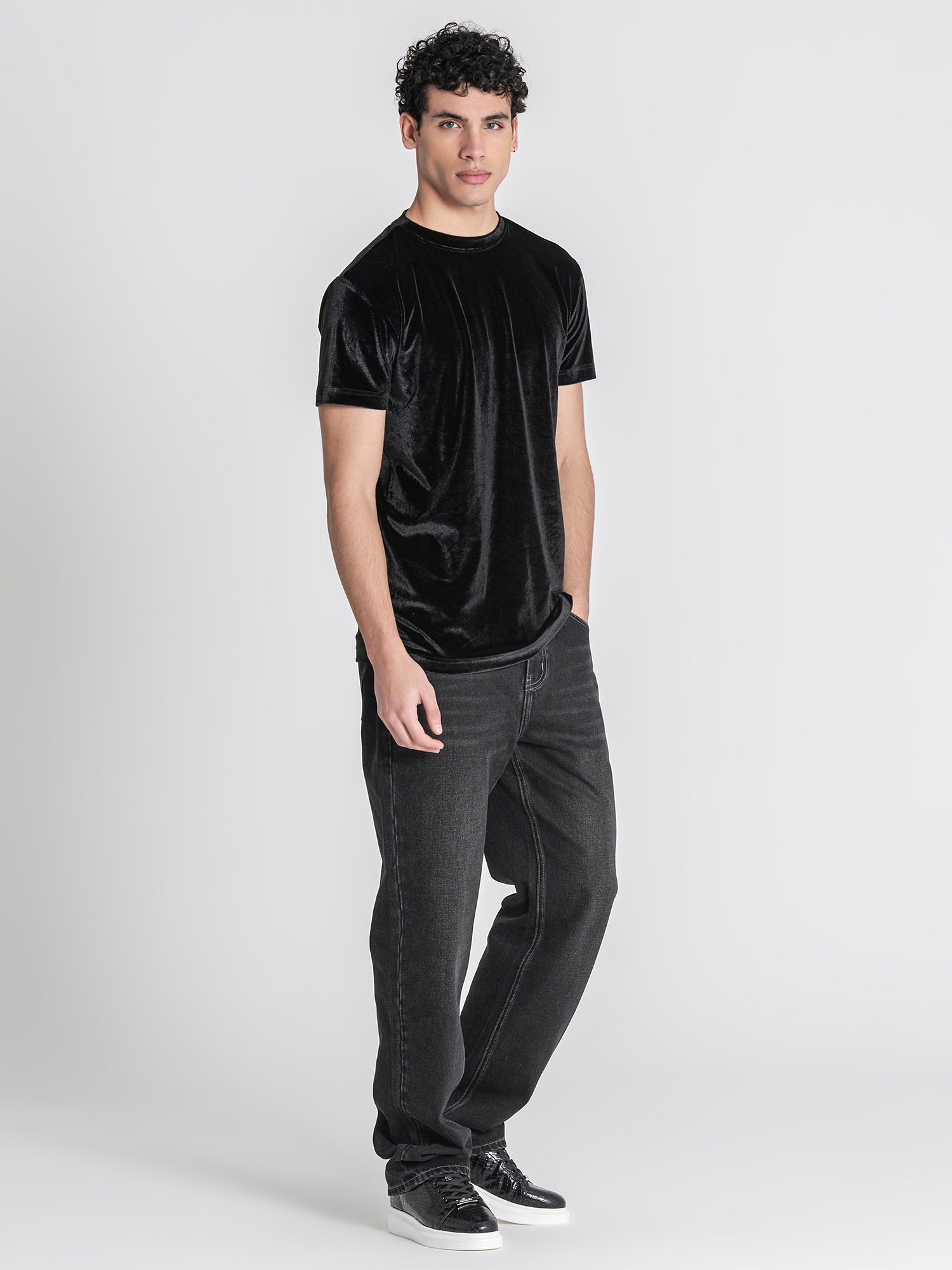 Black GK Tape Velvet Tee