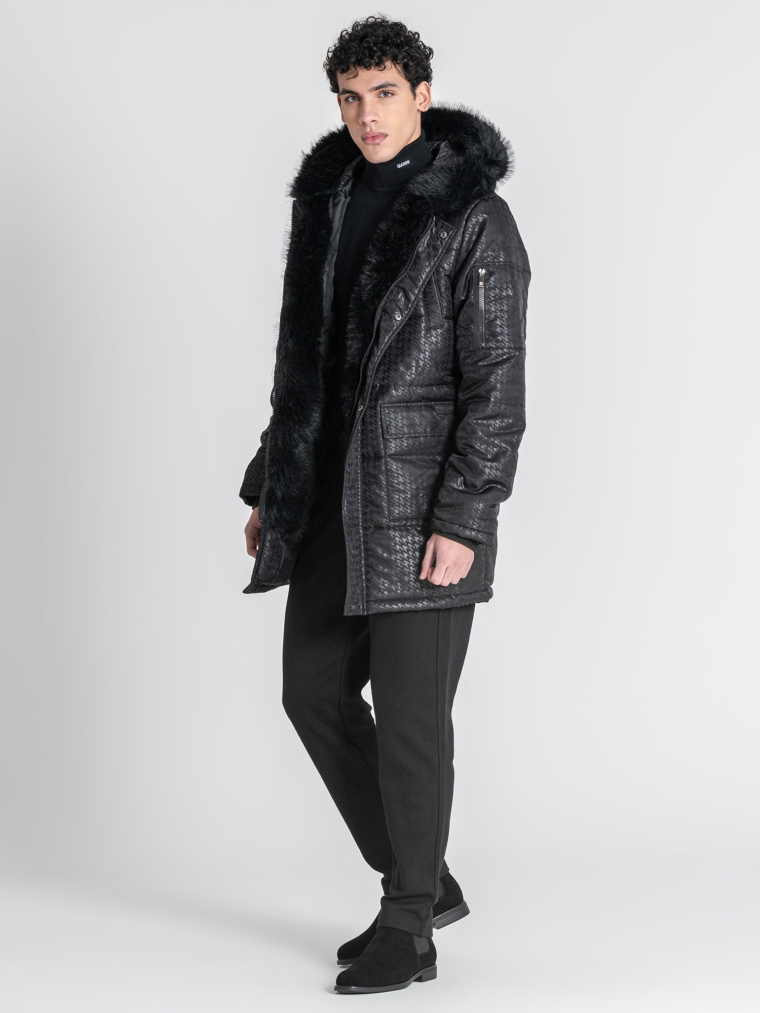 Black GK Houndstooth Coat