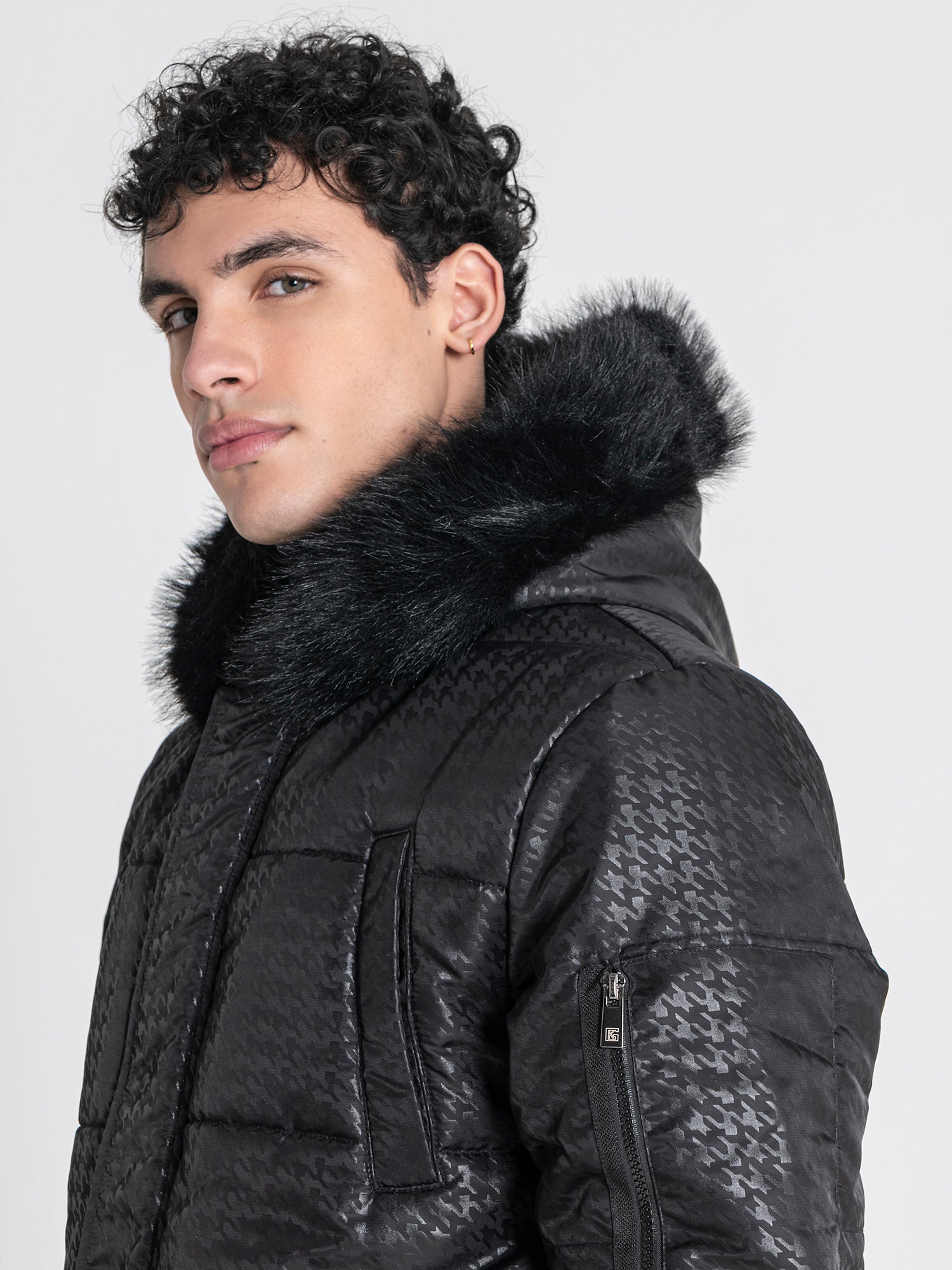 Black GK Houndstooth Coat