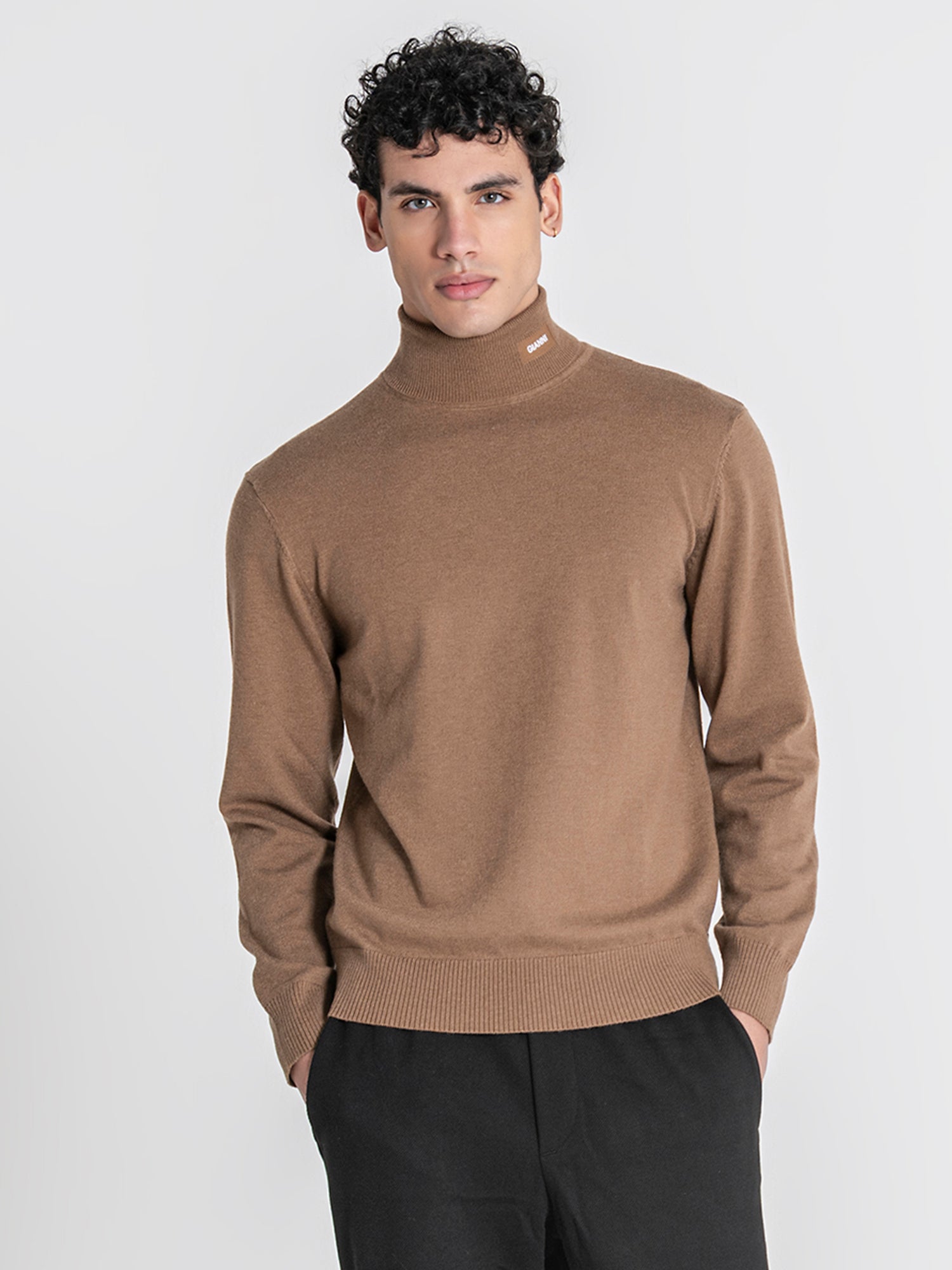 Taupe GK Smart Knit Turtleneck