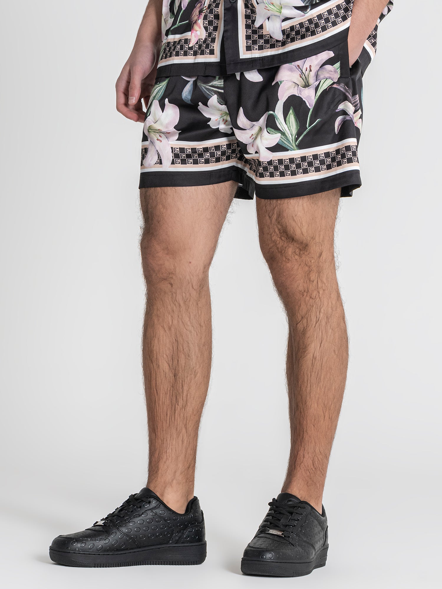 Black Midnight Bloom Satin Shorts