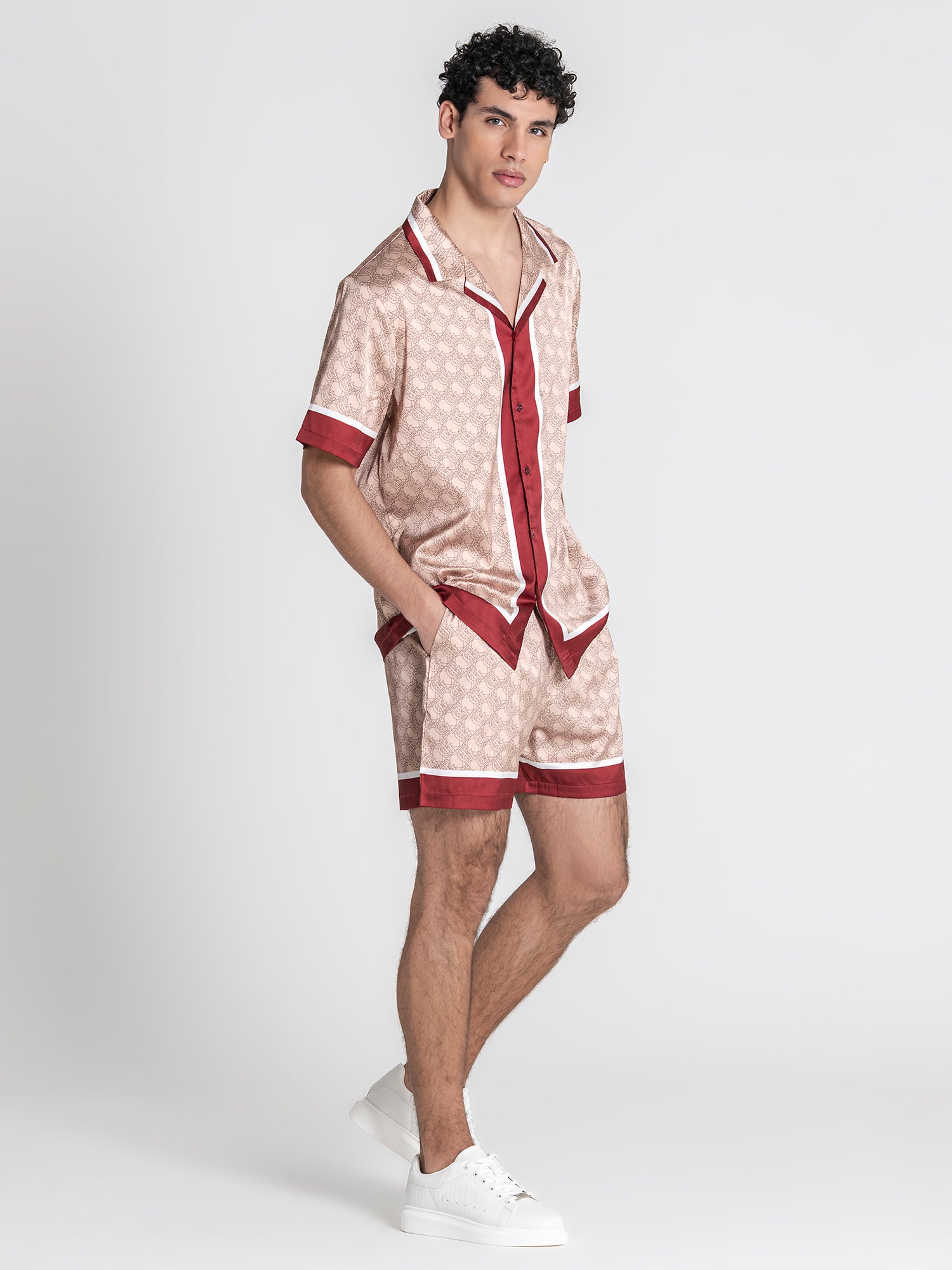 Beige Insignia Satin Shirt