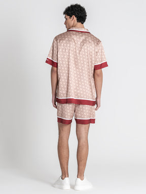 Beige Insignia Satin Shirt