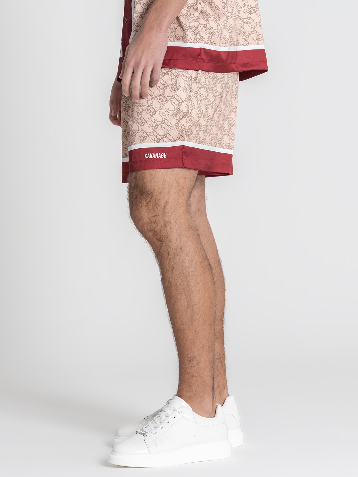 Beige Insignia Satin Shorts