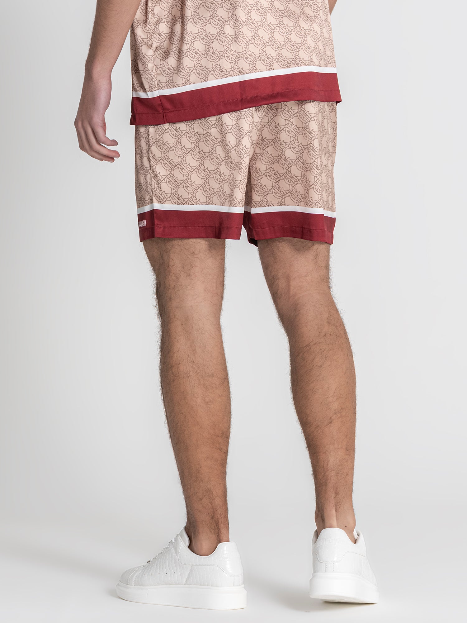 Beige Insignia Satin Shorts