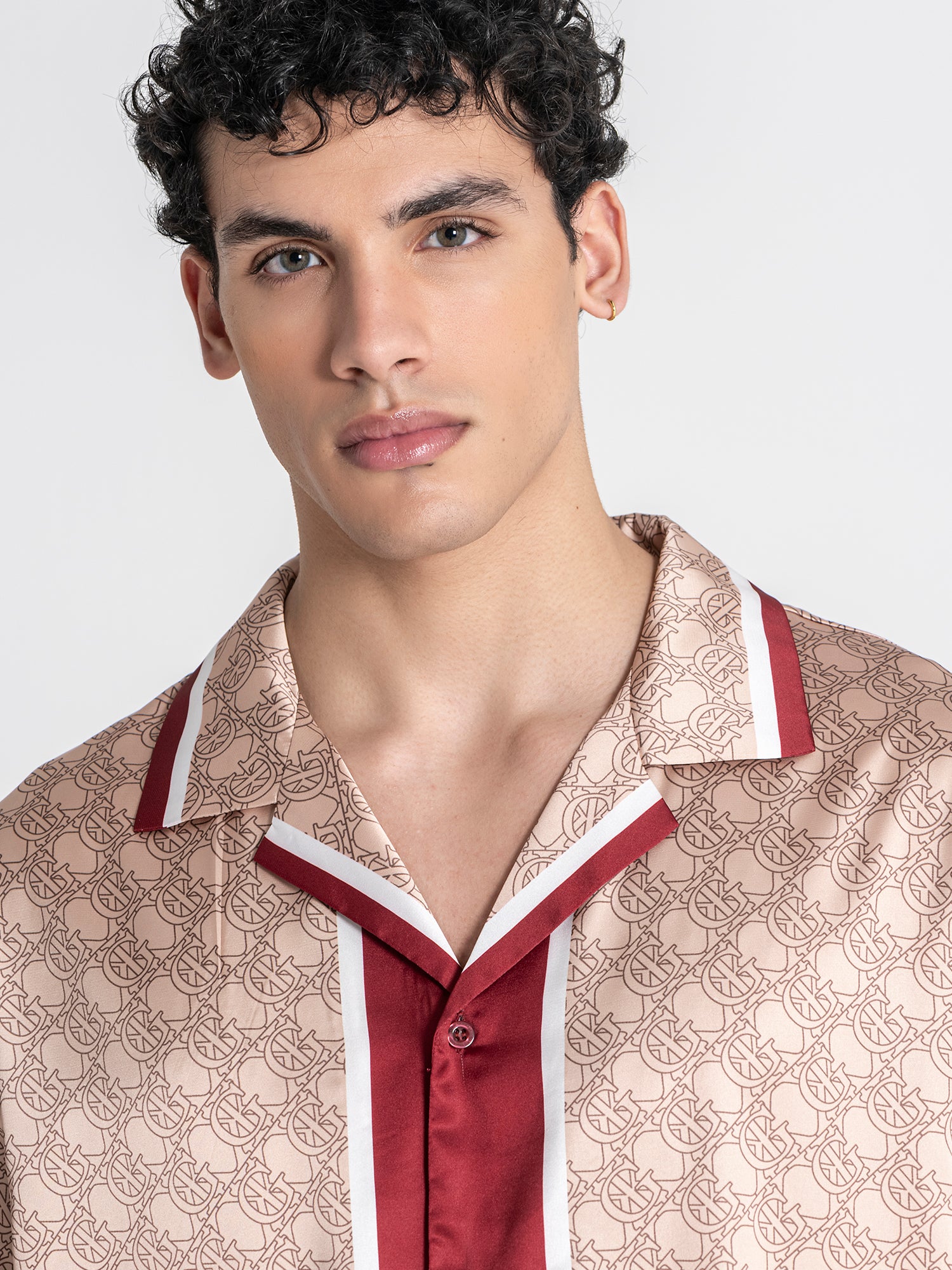 Beige Insignia Satin Shirt