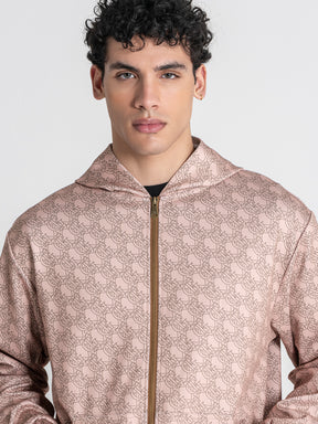 Beige GK Tape Hoodie Jacket