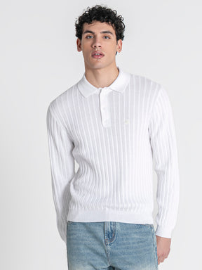 White Essential Knit Polo