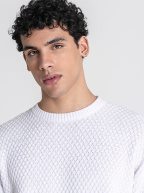 White Hexa Knit Sweater