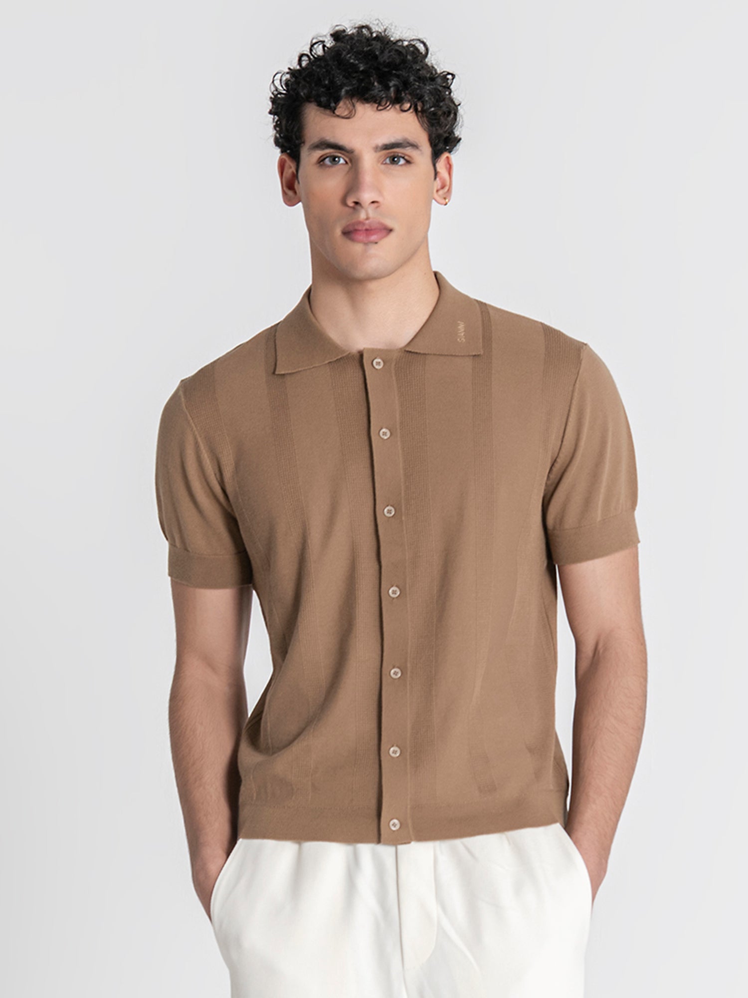 Taupe Linear Knit Shirt