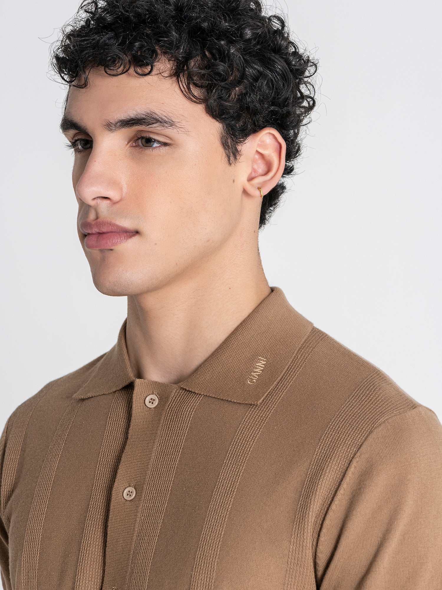 Taupe Linear Knit Shirt