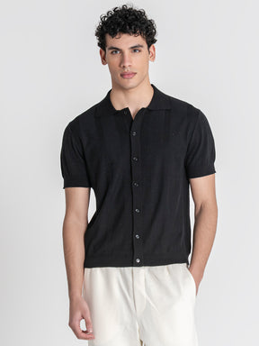 Black Linear Knit Shirt