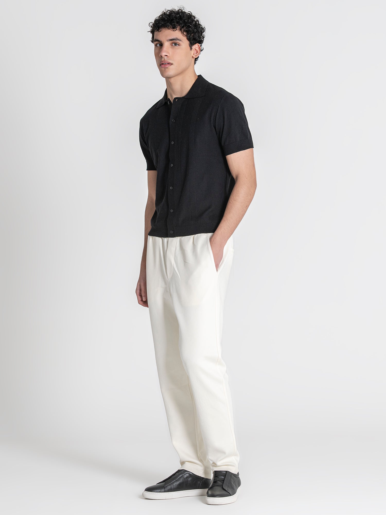 Black Linear Knit Shirt