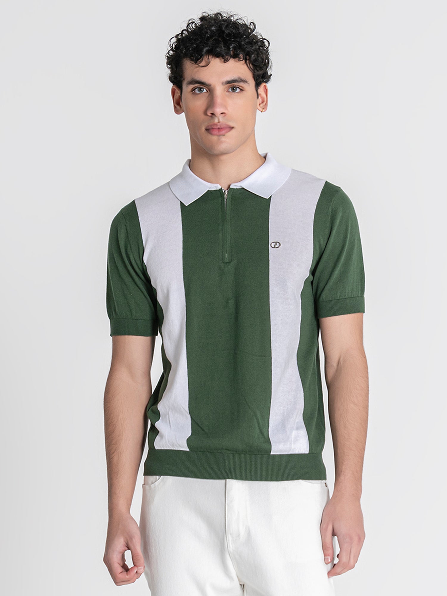 Green Column Knit Polo