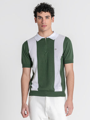 Green Column Knit Polo