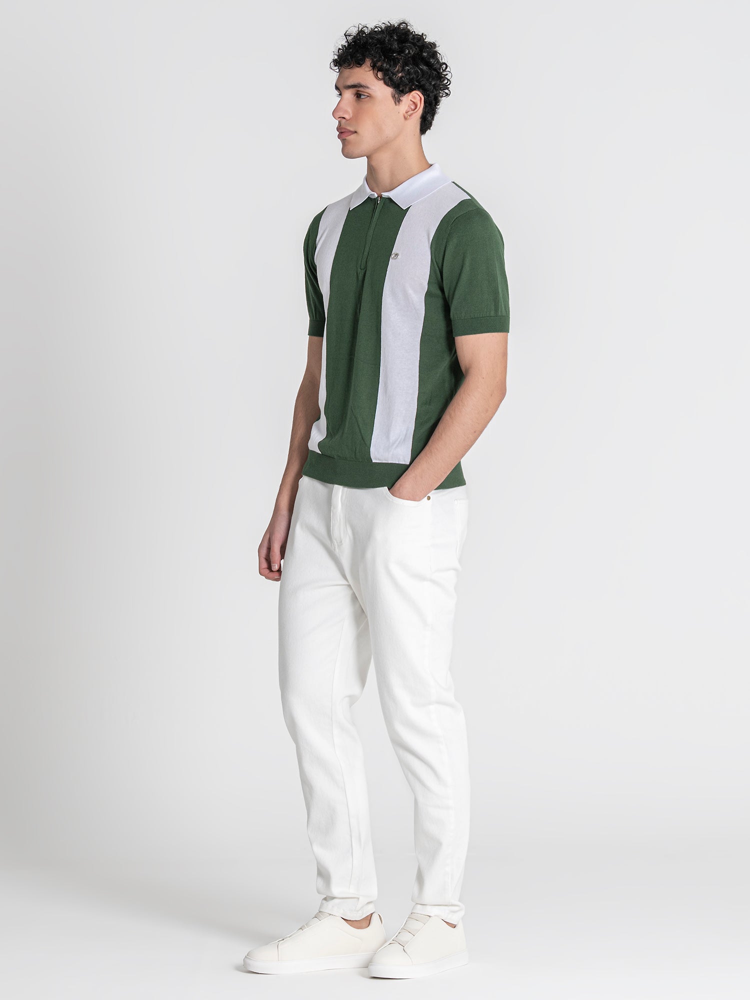 Green Column Knit Polo