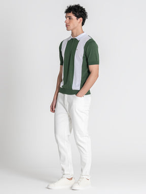 Green Column Knit Polo